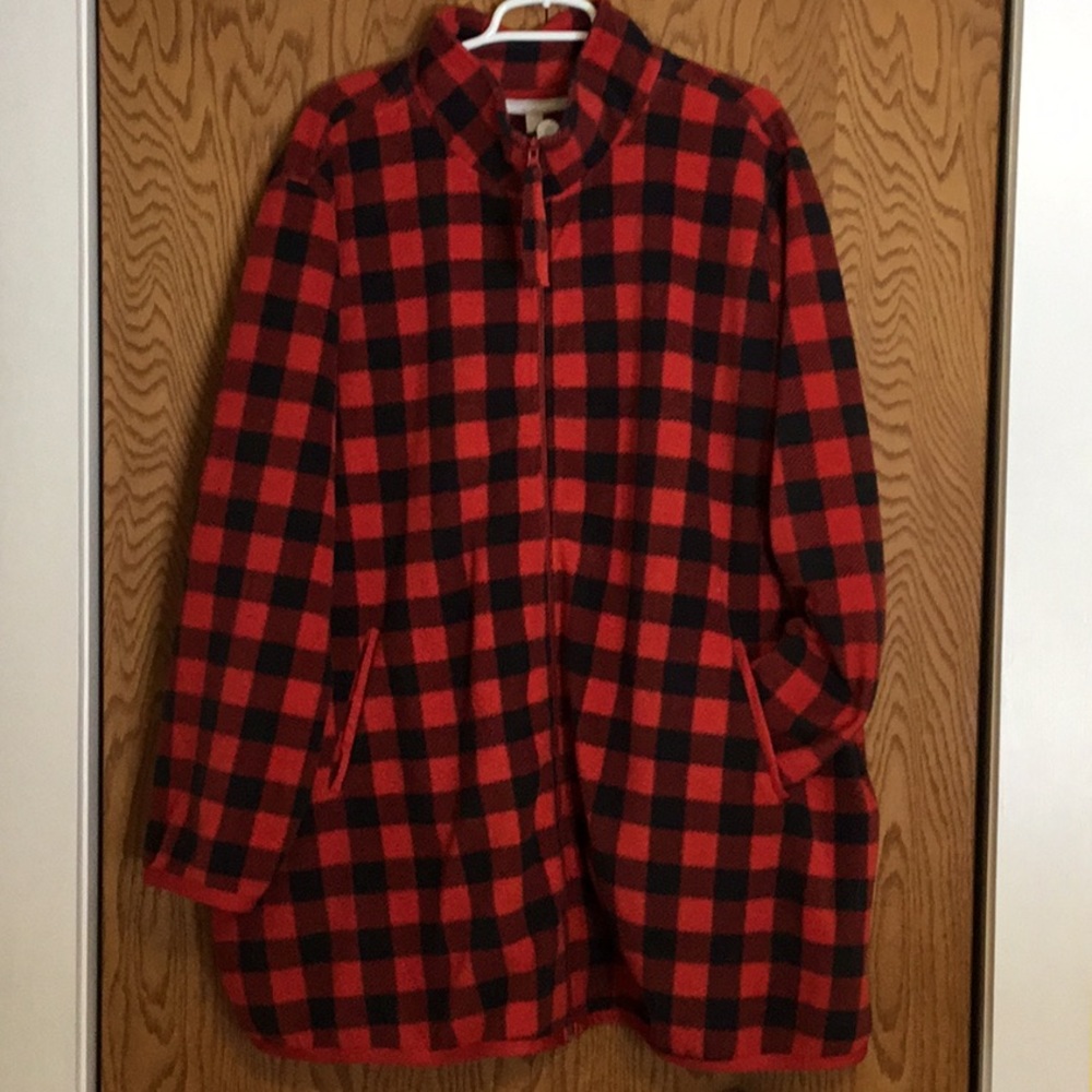 Cozy Red and Black Check Fleece Jacket